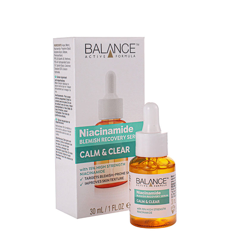 Balance Active Formula Niacinamide Blemish Recovery Serum, 30ml bottle with dropper
