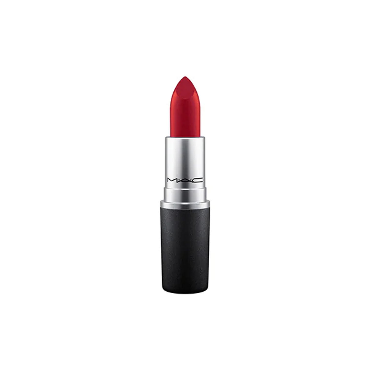 MAC Retro Matte Lipstick 707 Ruby Woo bullet in classic black tube with red band