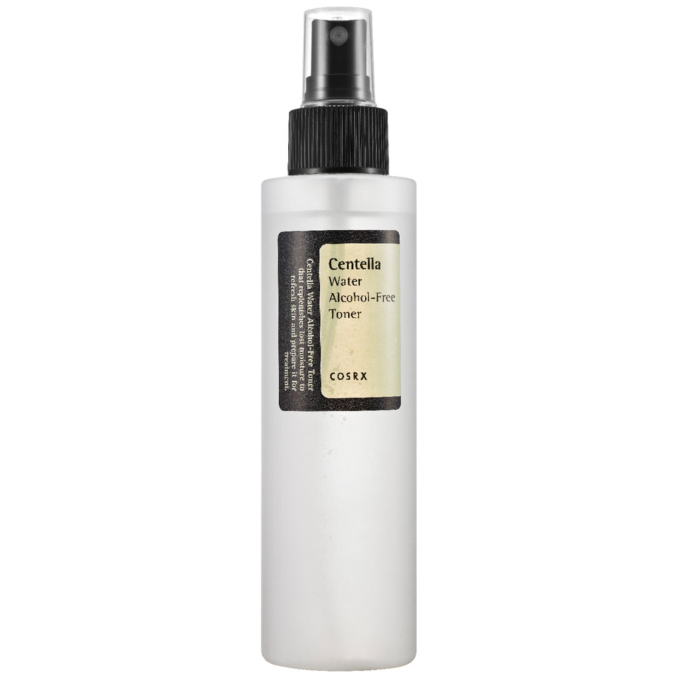 COSRX Centella Water Alcohol-Free Toner 150ml bottle with spray nozzle on clean white background
