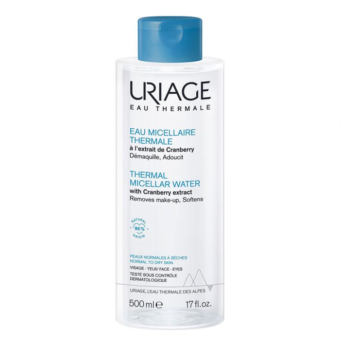 Uriage Thermal Micellar Water 500ml bottle with blue and white packaging