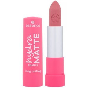 Essence Hydra Matte 411 Rock 'N' Rose lipstick tube in soft pink packaging