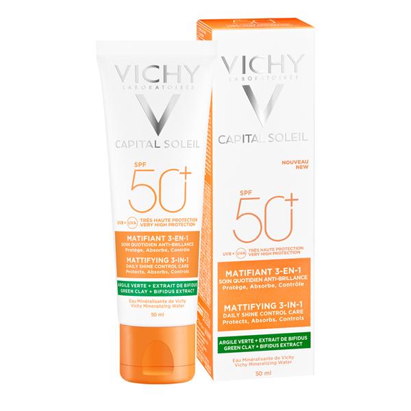 Vichy Capital Soleil Mattifying Protector 3 in 1 SPF50+ 50ml front packaging