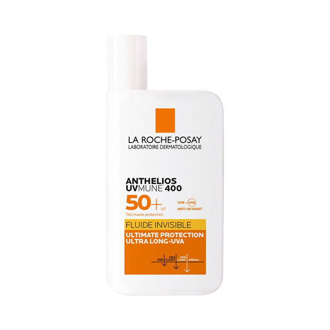 La Roche-Posay Anthelios UVMune 400 Invisible Fluid SPF50+ 50ml bottle with white cap and blue gradient label