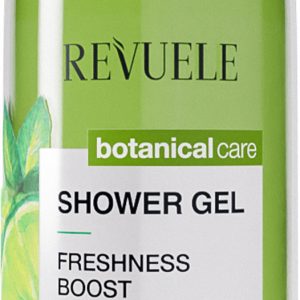 Revuele Freshness Boost Shower Gel 400ml bottle front view with citrus and coconut illustrations