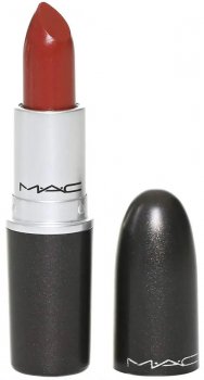 MAC Powder Kiss Lipstick Dubonnet 108 bullet in burgundy shade with matte finish