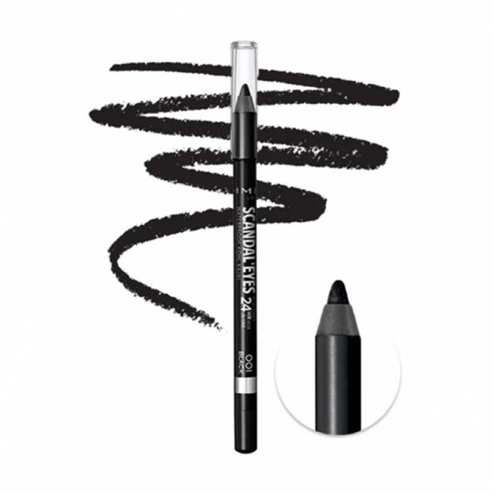 Rimmel Scandaleyes Waterproof Kohl Kajal Liner in shade 001 Black, full-size pencil with black cap
