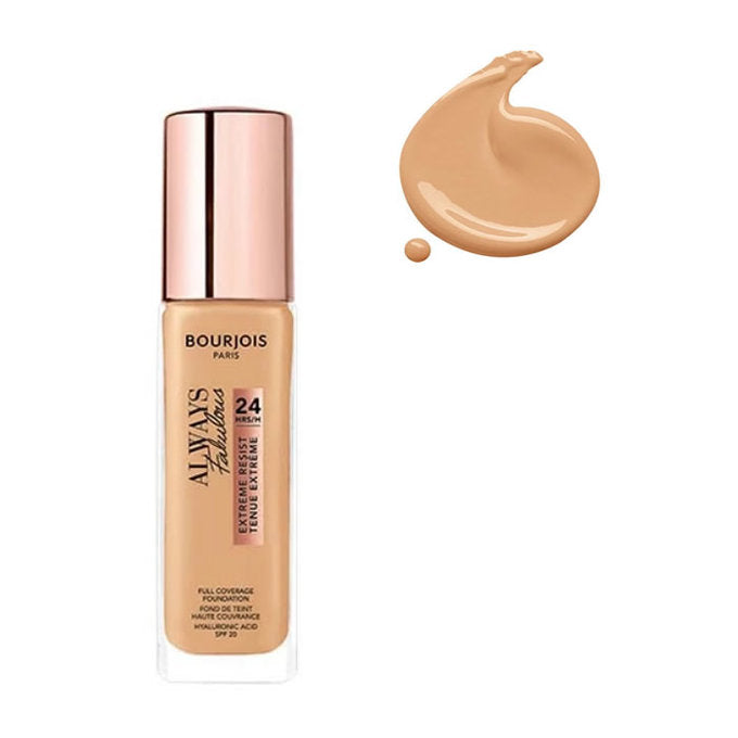 Bourjois Always Fabulous 24h Foundation in Rose Ivory 100, 30ml bottle with pump dispenser
