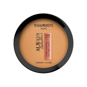 Bourjois Always Fabulous Matte Pressed Powder 215 Golden Vanilla in compact packaging, 10 g size