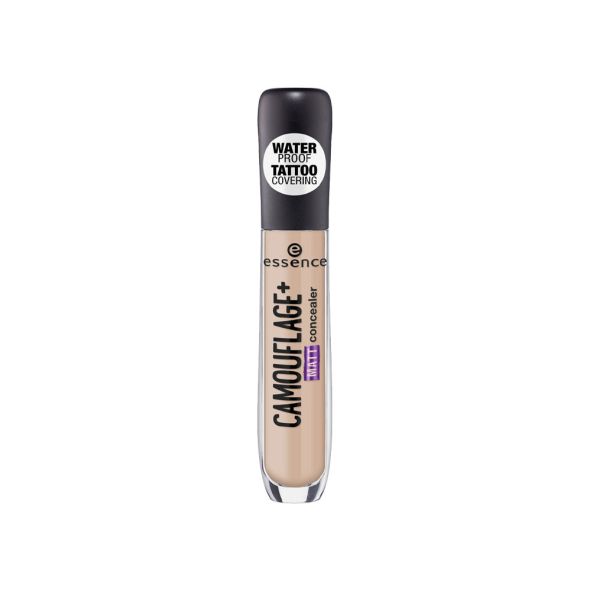 Essence Camouflage Matte Concealer in shade 40 Medium Fawn Nude with a doe-foot applicator against a clean white background
