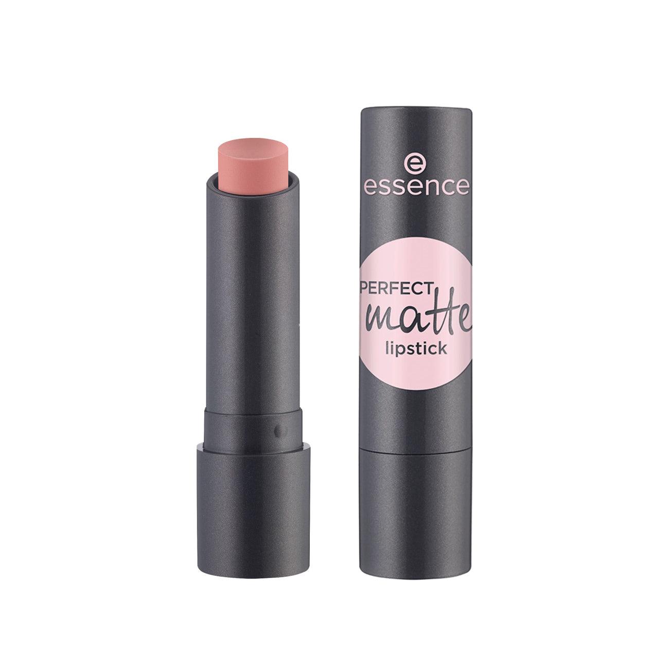 Essence Lipstick Matte No.04 in nude berry shade with matte finish, sleek black tube packaging