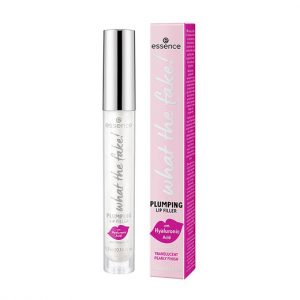 Essence What the Fake! Plumping Lip Filler 01 in a sleek tube with glossy pink applicator