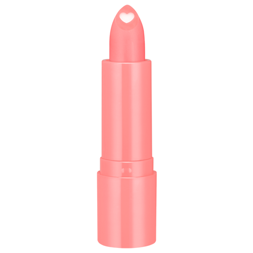 Close-up of essence lip balm with sweet almond oil formula and fruity shine