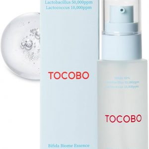 Tocobo Bifida Biome Essence in a frosted glass bottle with dropper, 50 ml size