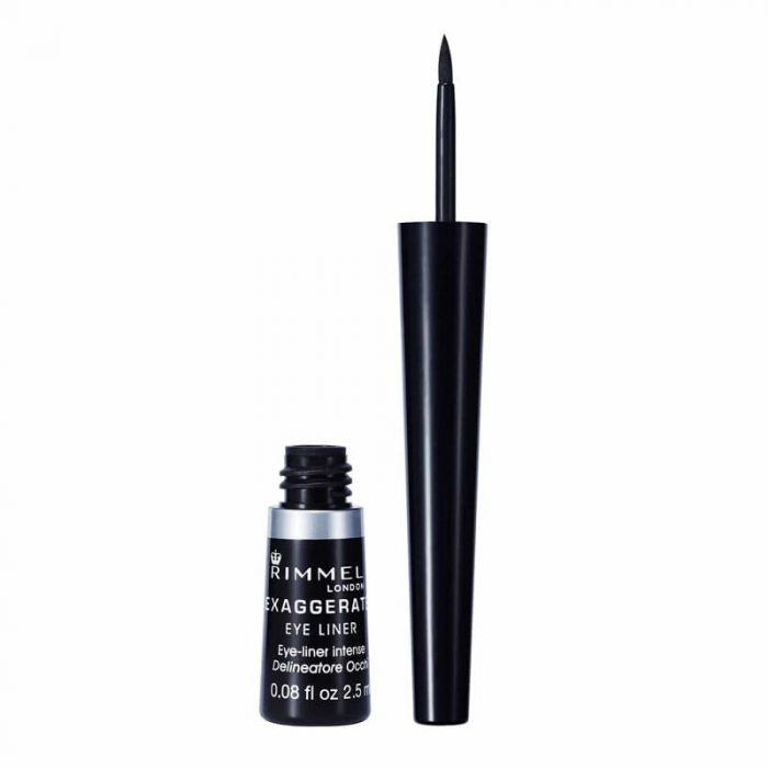 Rimmel London Exaggerate Liquid Eyeliner in Black 001, 2.5ml tube with fine felt-tip applicator