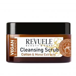 Revuele Vegan & Balance Cleansing Scrub 240Ml tube packaging on white background