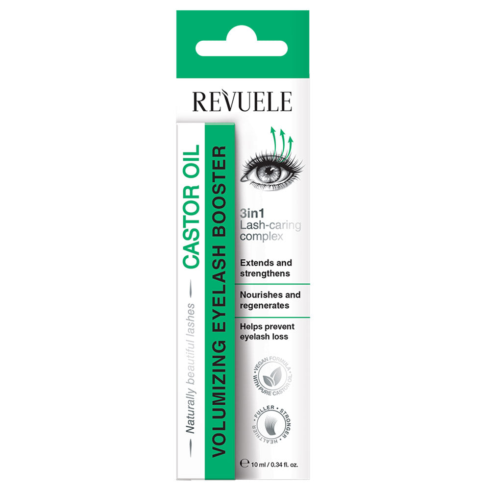 Revuele Castor Oil Volumizing Eyelash Booster 10 ml tube packaging on a white background