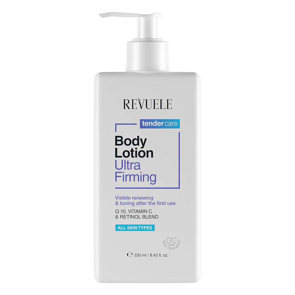 Revuele Ultra Firming Body Lotion 250ml white pump bottle against clean background