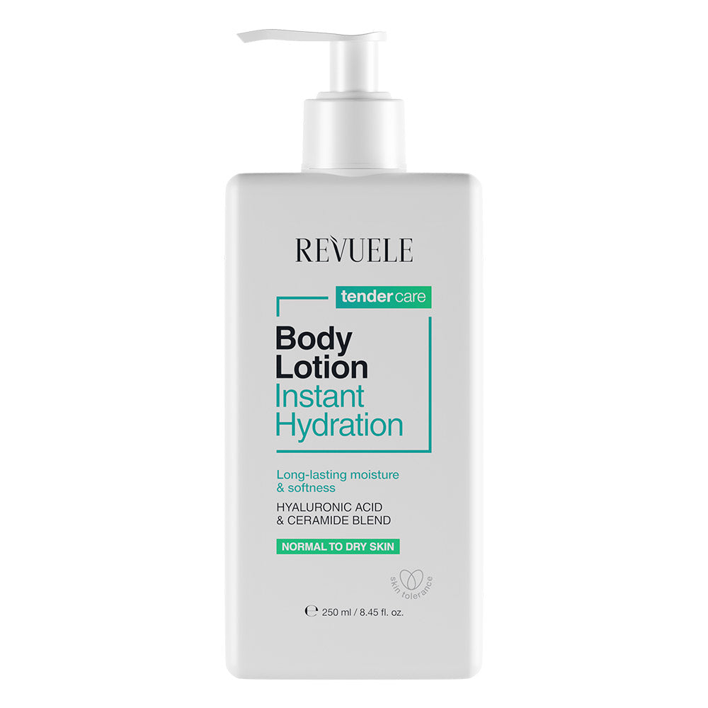 Revuele Instant Hydration Body Lotion 250ml bottle front view with pump dispenser