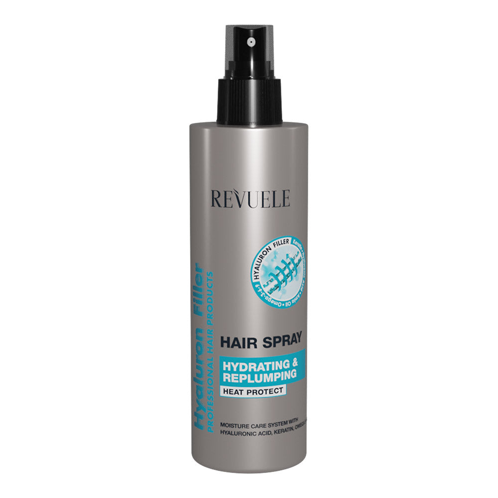 Revuele Hyaluron Filler Hair Spray 200 ml bottle front packaging - leave-in hydrating formula with hyaluronic acid and keratin