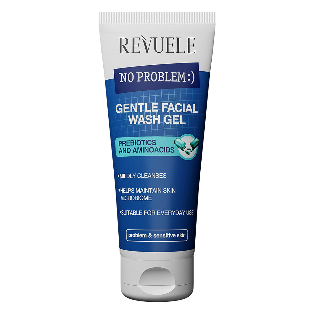 Revuele Gentle Facial Wash Gel in white tube with green accents, 200 ml size for sensitive skin