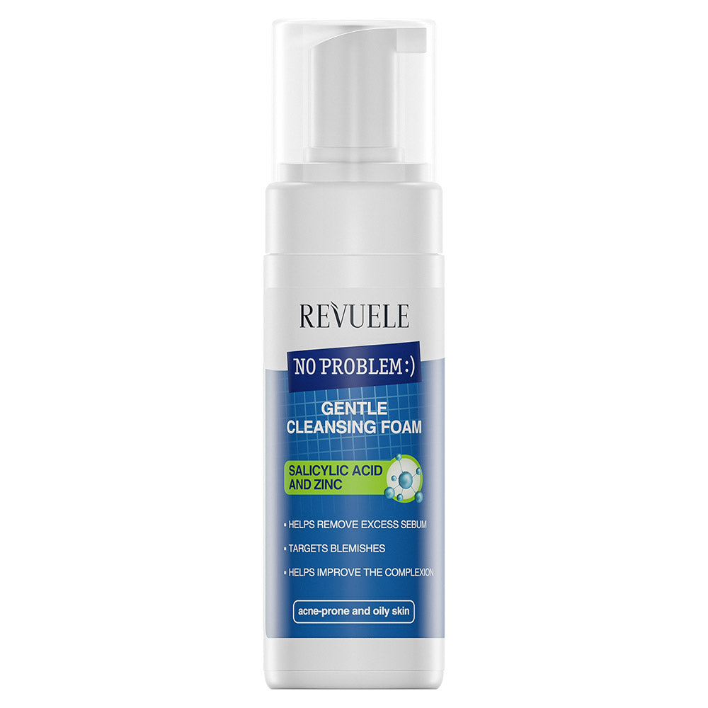 Revuele Gentle Cleansing Foam with salicylic acid and zinc in 150 ml tube packaging on white background