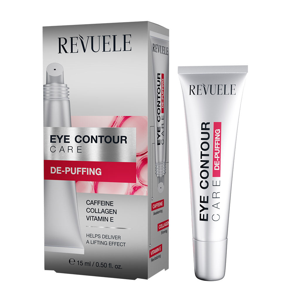 Revuele Eye Contour Care De-Puffing 15ml tube packaging front view