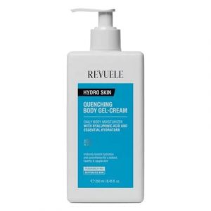 Revuele Hydro Skin Quenching Body Gel Cream 250ml bottle with blue gradient packaging