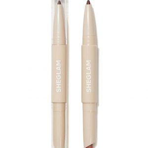 Sheglam Glam 101 Lipstick & Liner Duo in Deep Caramel, 0.3G, with matte lipstick bullet and matching pencil liner