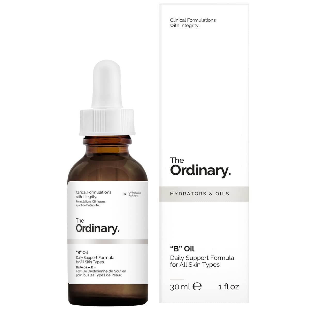 The Ordinary B Oil 30ml bottle with dropper on clean white background