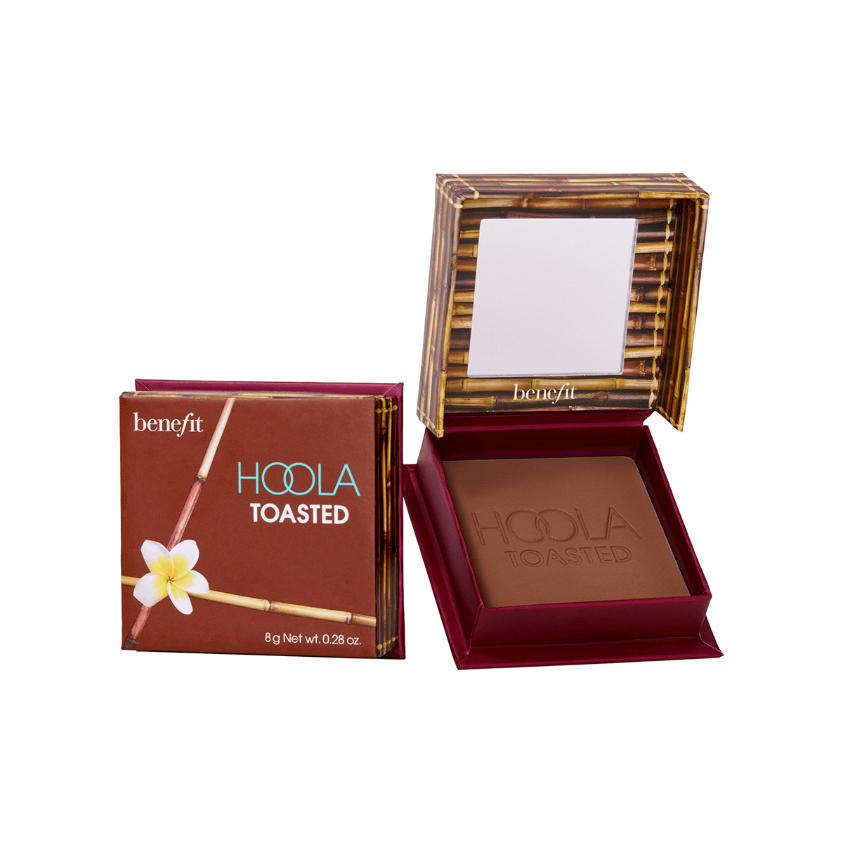 Benefit Hoola Toasted Deep Matte Powder Bronzer 8g compact with mirror open showing bronzer