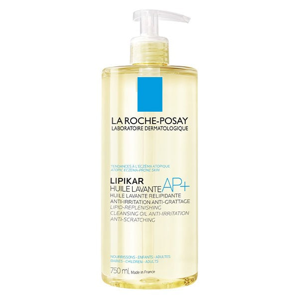 La Roche Posay Lipikar AP+ Cleansing Gel in a large 750ml white pump bottle
