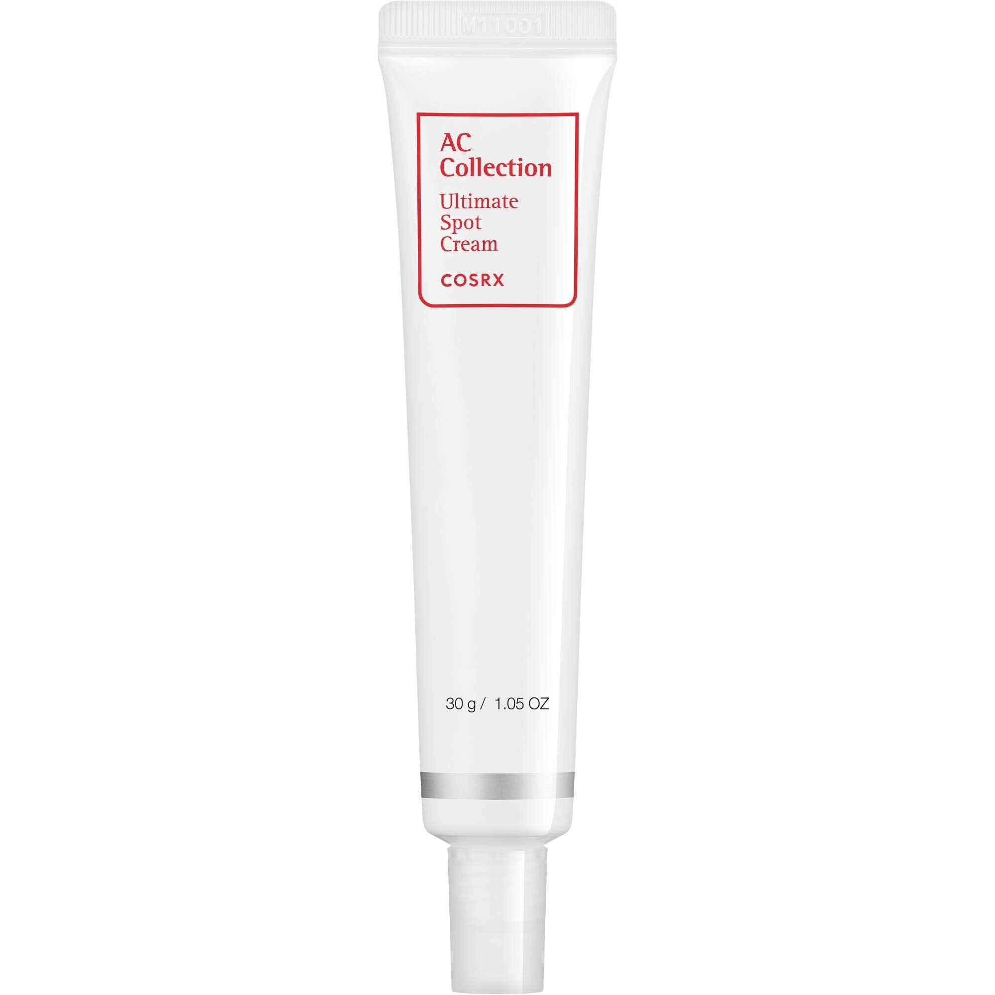 Cosrx Ultimate Spot Cream 30G tube packaging, white and silver design with green accents