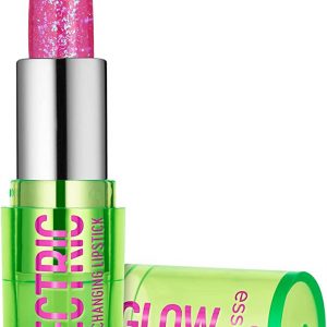 Essence Electric Glow Lipstick in sleek pink tube with shimmering cap