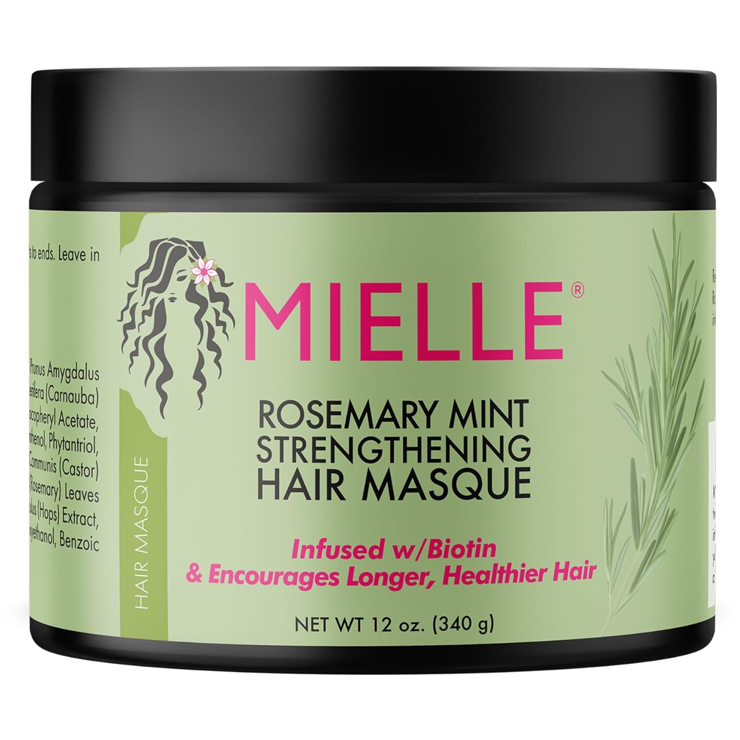 Mielle Organics Rosemary Mint Hair Masque 12 oz jar front view
