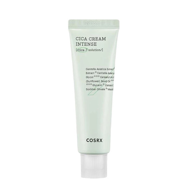COSRX Pure Fit Cica Cream Intense 50ml – white tub with green accent, product angled view on clean white background