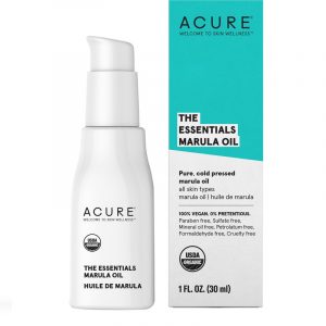 Acure The Essentials Marula Oil in a 30 ml glass dropper bottle against a clean white background