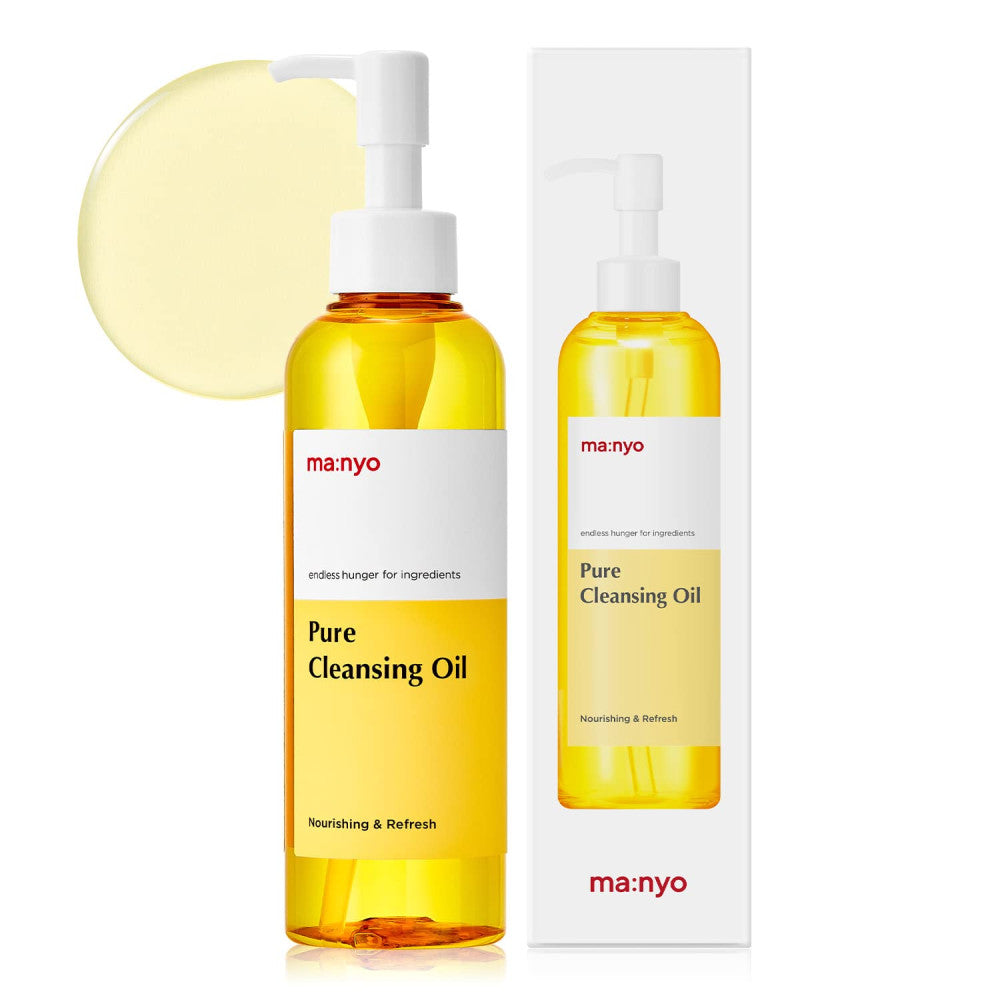 Manyo Pure Cleansing Oil 200ml bottle with sleek white packaging and pump dispenser