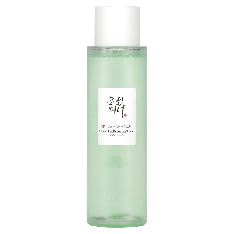 Beauty of Joseon Refreshing Green Plum Toner in a translucent bottle with green label