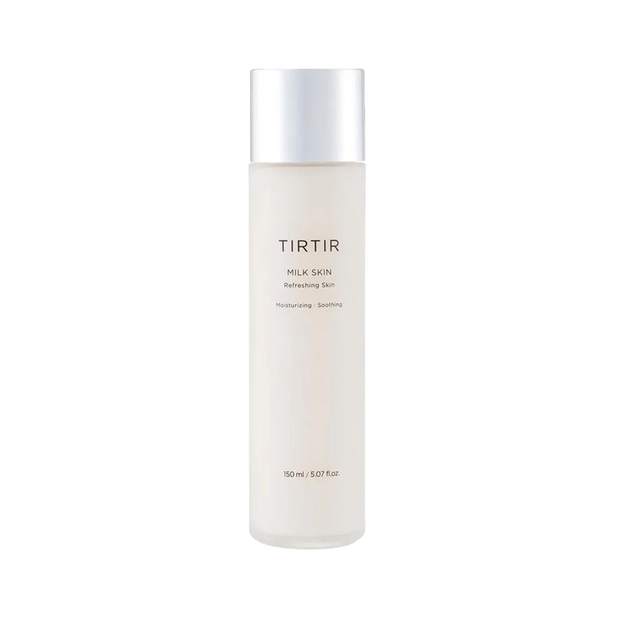 TIRTIR Milk Skin Toner 150ml white bottle with dropper cap on a clean surface