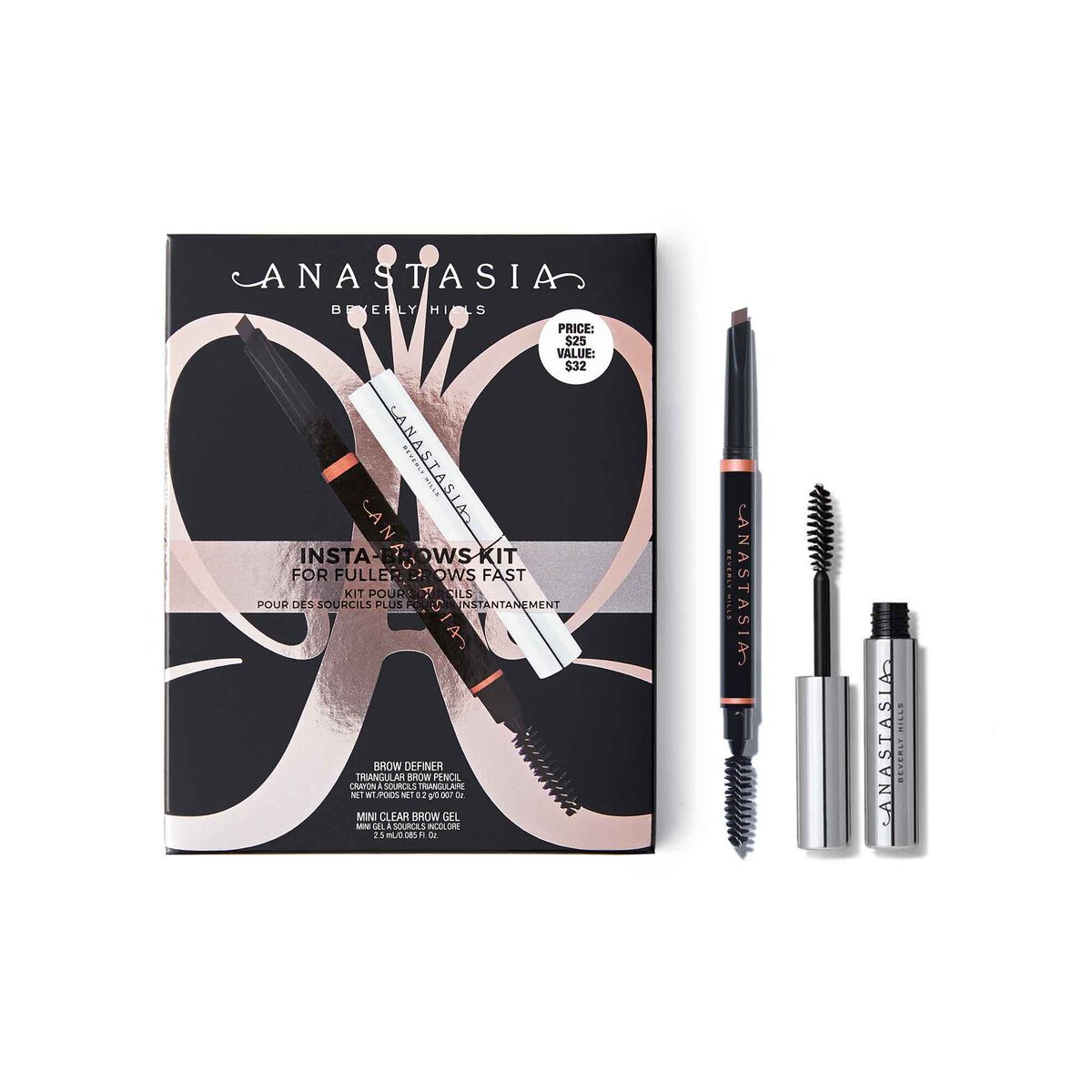 Anastasia Insta-Brows Kit Taupe packaging front view with dual products