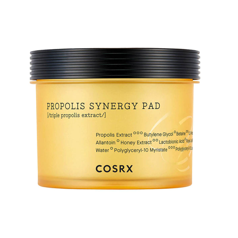 Cosrx Propolis Synergy Pad Full Fit 70pcs – round white tub with silver lid and orange label