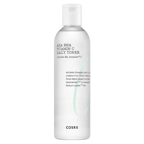 Coserx Refresh Toner being applied to a cotton pad – watery texture for gentle daily exfoliation