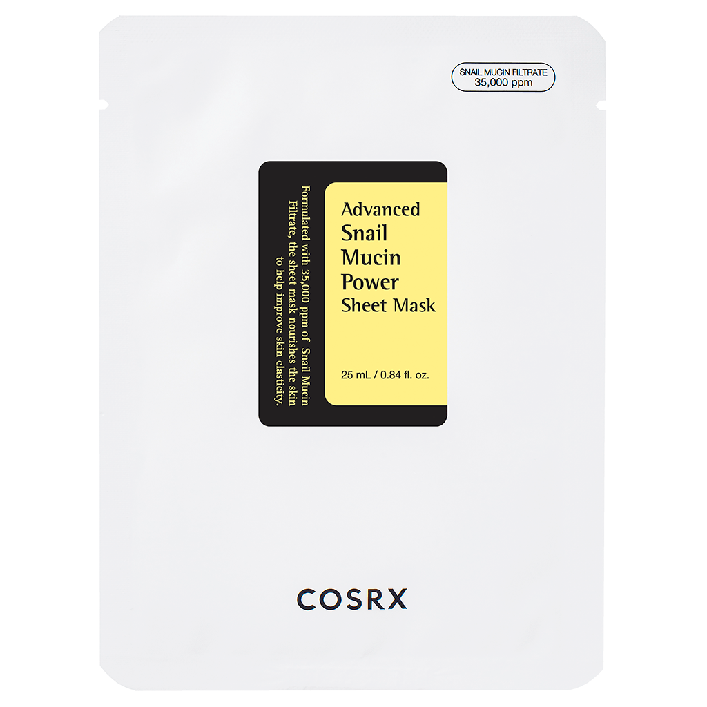 COSRX Advanced Snail Mucin Power Sheet Mask 25ml packaging front with pink and white design