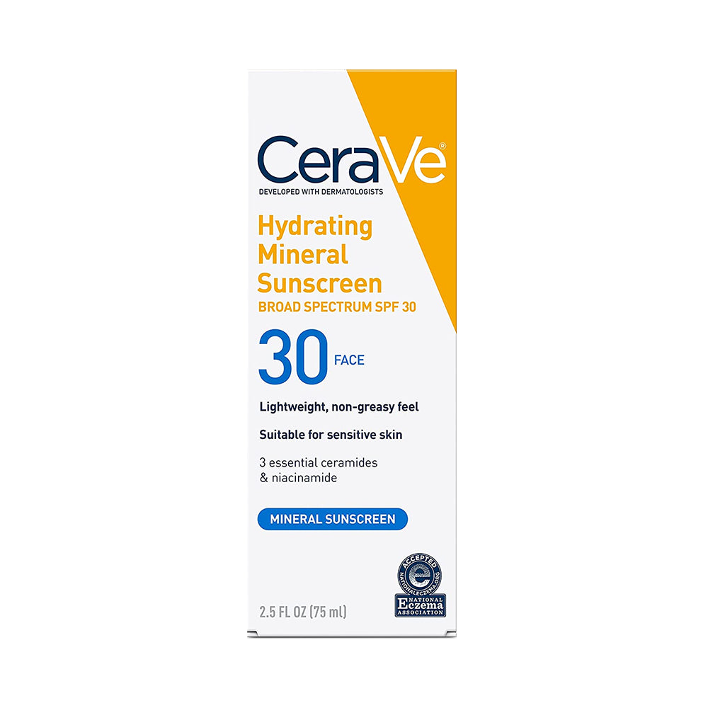 CeraVe Hydrating Mineral Sunscreen Lotion SPF 30 75ML tube packaging front view