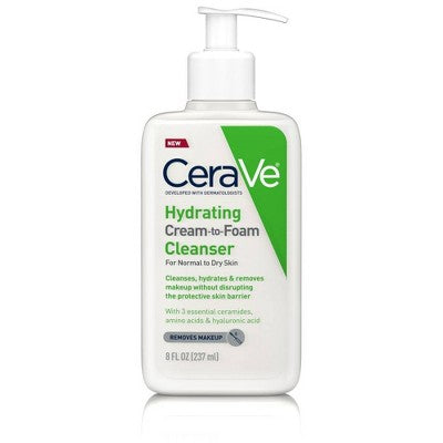 CeraVe Hydrating Cream to Foam Facial Cleanser 237ml bottle front view