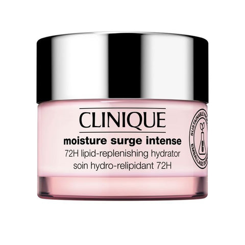 Close-up of Clinique Moisture Surge Intense 72h Hydrator's rich white texture on a spatula