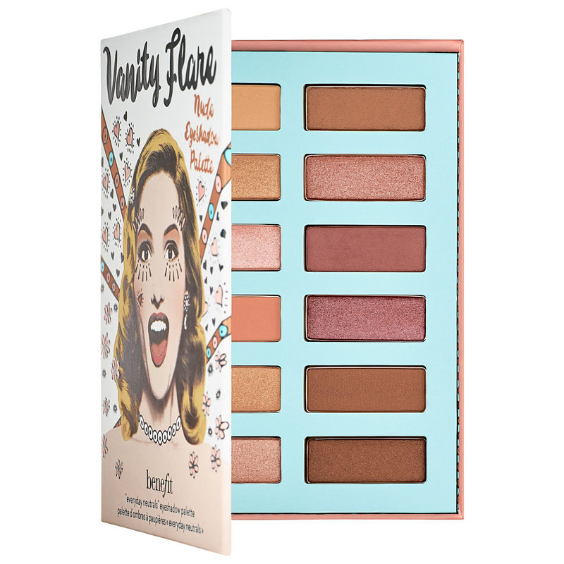 Benefit Vanity Flare Nude Eyeshadow Palette 12x1 – compact with twelve neutral shades and built-in mirror
