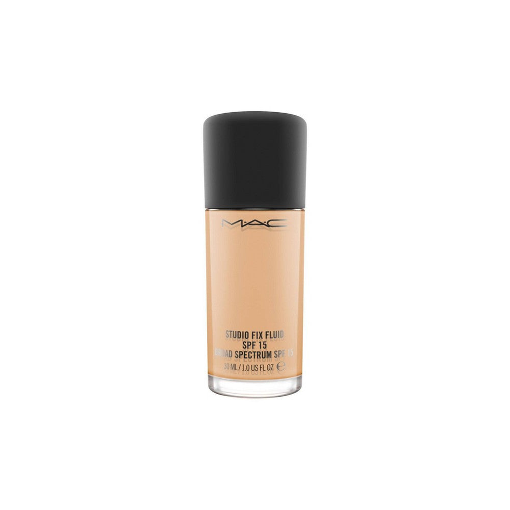 MAC Studio Fix Fluid SPF15 Foundation in shade NC37, 30ml bottle with black cap and MAC logo