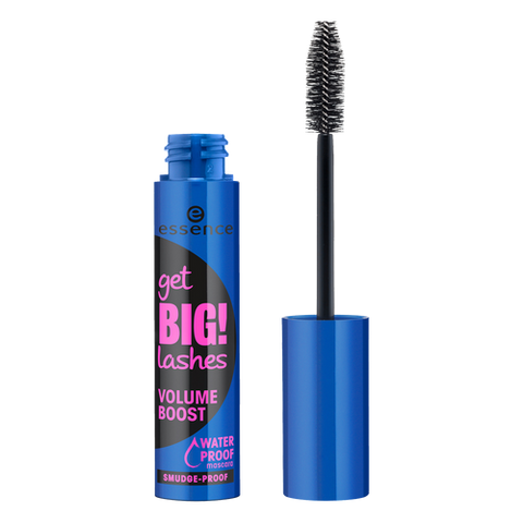 Close-up of the mascara wand with dense bristles and dark formula coating lashes