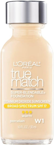 Loreal True Match Super Blendable Makeup W1 Porcelain foundation swatch on skin